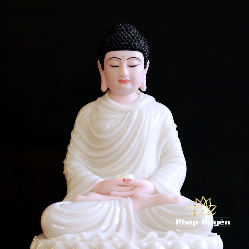 Tượng Bổn Sư Thích Ca Mâu Ni Ngồi Tĩnh Tâm, Bột Đá Hồng, Cao 40cm - Ảnh 4