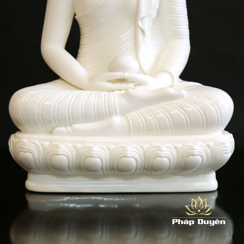 Tượng Phật Thích Ca Mâu Ni Ngồi Kiểu Thái Bằng Sứ Trắng, Cao 46cm - Ảnh 4