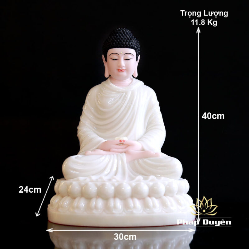 Tượng Bổn Sư Thích Ca Mâu Ni Ngồi Tĩnh Tâm, Bột Đá Hồng, Cao 40cm - Ảnh 6