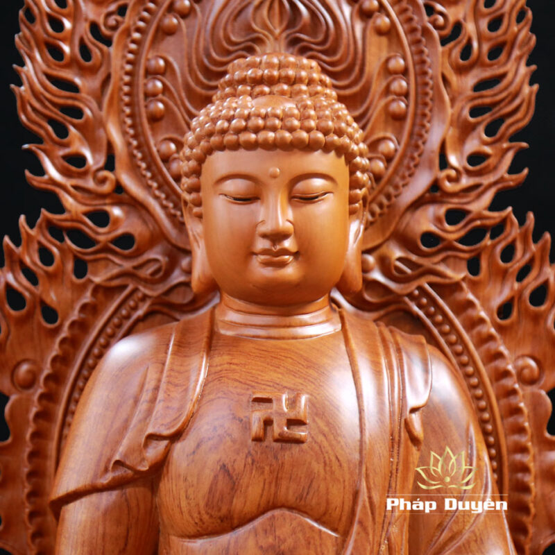 Bộ Tượng Thất Phật Dược Sư Bằng Gỗ Hương Nguyên Khối Cao 50cm (Tổng Lá Đề 62cm) - Ảnh 3