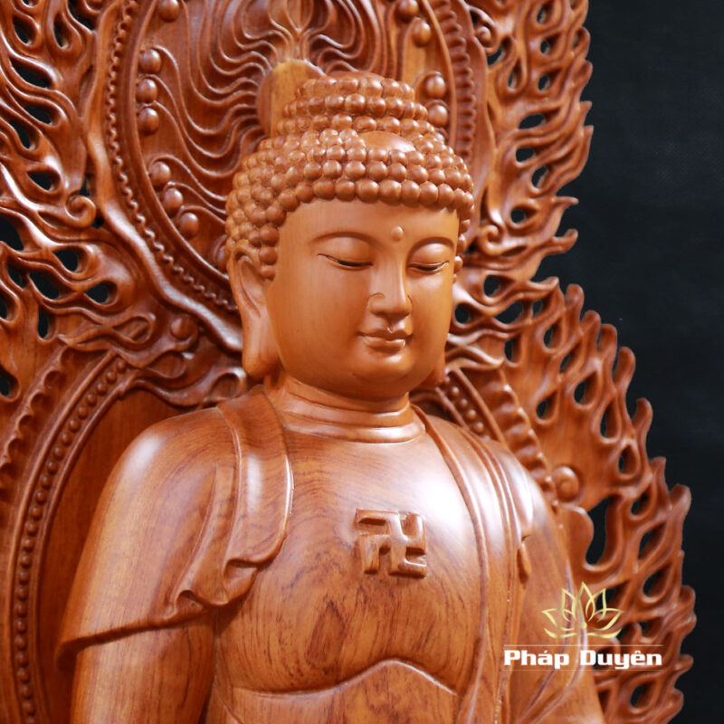 Bộ Tượng Thất Phật Dược Sư Bằng Gỗ Hương Nguyên Khối Cao 50cm (Tổng Lá Đề 62cm) - Ảnh 4
