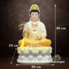 Tượng Quan Âm Ngồi Đài Sen Đế Ghi, Bằng Bột Đá, Cao 40cm - ảnh 5