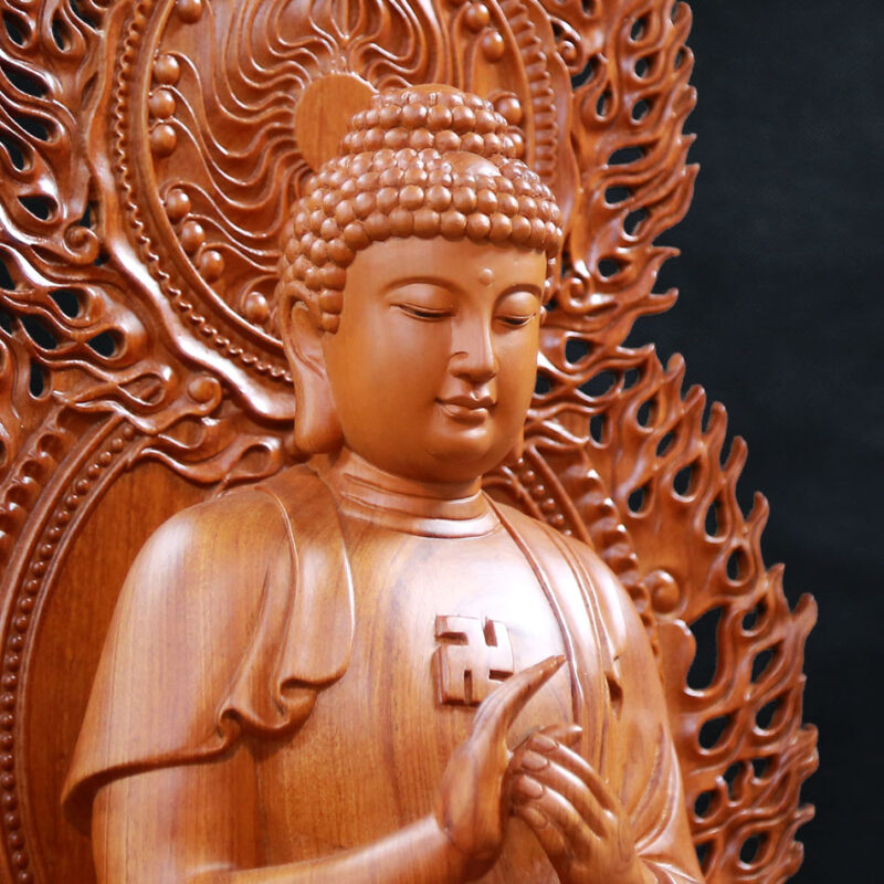 Bộ Tượng Thất Phật Dược Sư Bằng Gỗ Hương Nguyên Khối Cao 50cm (Tổng Lá Đề 62cm) - Ảnh 9