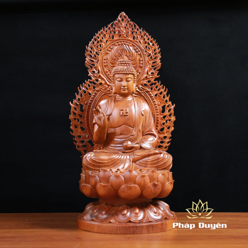 Bộ Tượng Thất Phật Dược Sư Bằng Gỗ Hương Nguyên Khối Cao 50cm (Tổng Lá Đề 62cm) - Ảnh 17