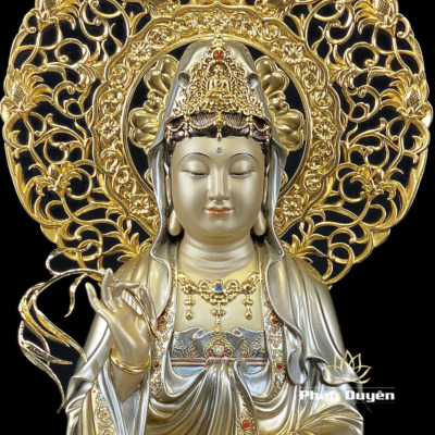 Alternative view of Tượng Quan Âm Bồ Tát Bằng Đồng Men Cổ, Cao 40cm