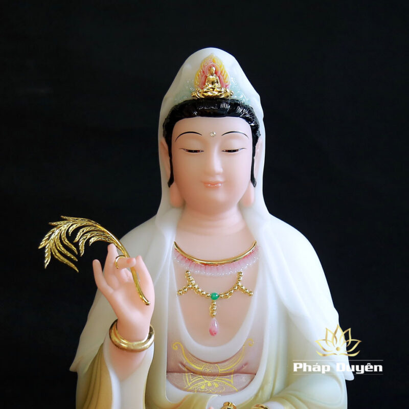 Bộ Tượng Tây Phương Tam Thánh Sơn, Bằng Bột Đá Vẽ Hoa Văn, Cao 40cm - Ảnh 8