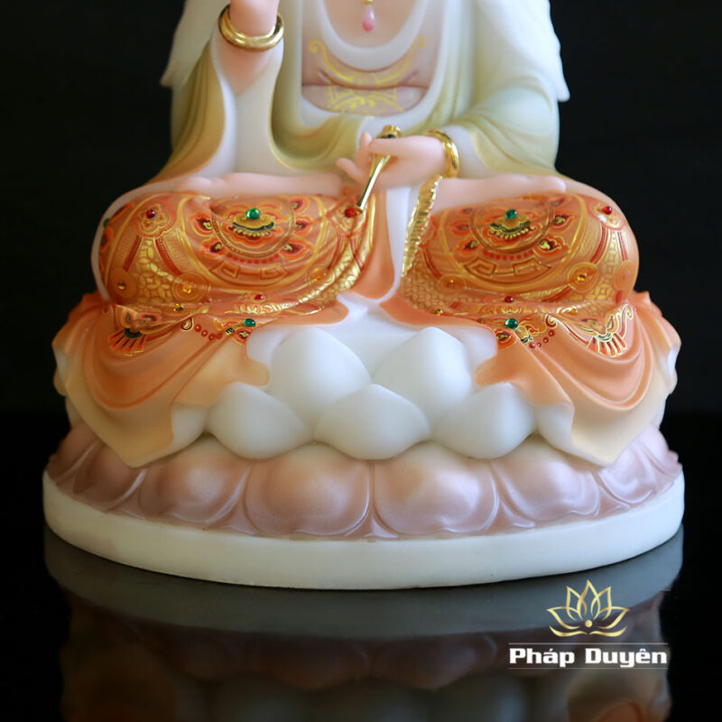 Bộ Tượng Tây Phương Tam Thánh Sơn, Bằng Bột Đá Vẽ Hoa Văn, Cao 40cm - Ảnh 11
