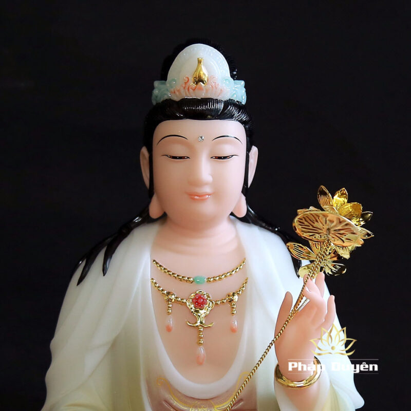 Bộ Tượng Tây Phương Tam Thánh Sơn, Bằng Bột Đá Vẽ Hoa Văn, Cao 40cm - Ảnh 13