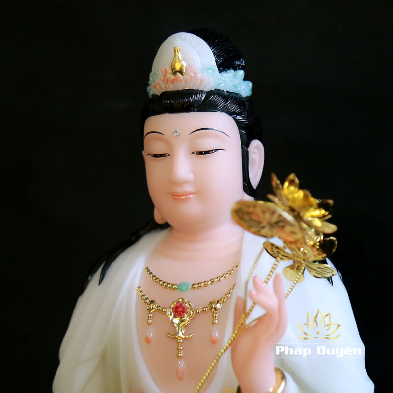Bộ Tượng Tây Phương Tam Thánh Sơn, Bằng Bột Đá Vẽ Hoa Văn, Cao 40cm - Ảnh 14