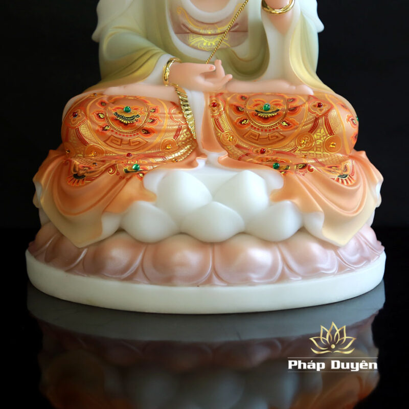 Bộ Tượng Tây Phương Tam Thánh Sơn, Bằng Bột Đá Vẽ Hoa Văn, Cao 40cm - Ảnh 16