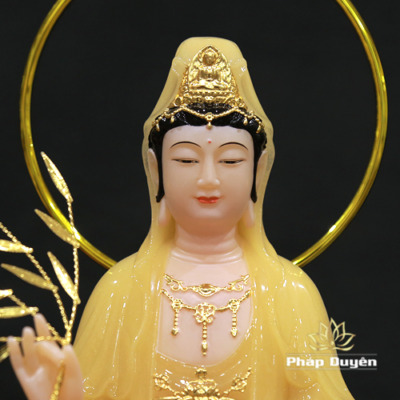 Alternative view of Tượng Quan Âm Bồ Tát Đứng Song Liên, Bằng Bột Đá Màu Thạch Anh, Nhiều Kích Thước