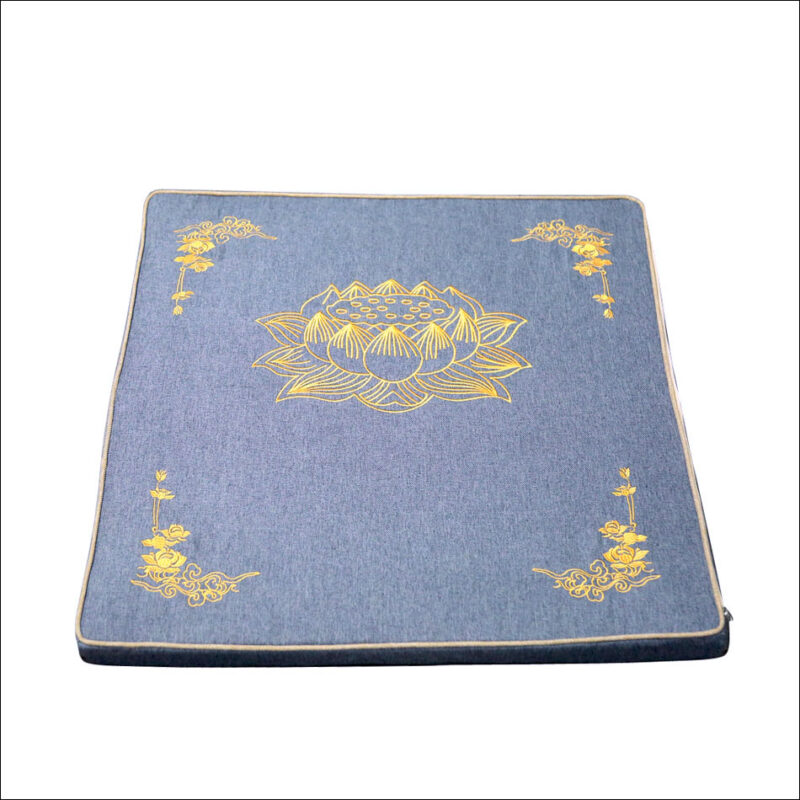 Đệm Lót Ngồi Thiền Xơ Dừa, Thêu Hoa Sen Cao Cấp, Mầu Xám, KT 60*60cm, 70*70cm, 80*80cm