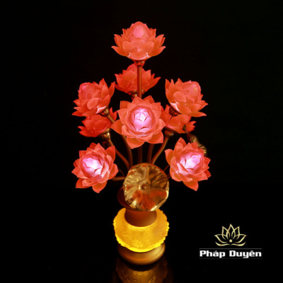 Alternative view of Đôi Đèn Thịnh Thế Hoa Khai, 9 Bông To, Cao 65cm