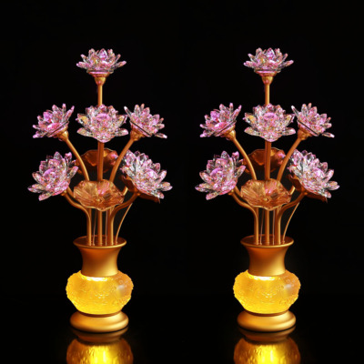 Alternative view of Đôi Đèn Hoa Sen Pha Lê, 9 Bông, Cao 63cm