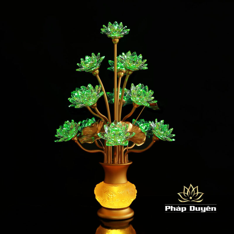 Đôi Đèn Bình Hoa Sen Pha Lê, 13 Bông, Cao 70cm - Ảnh 4