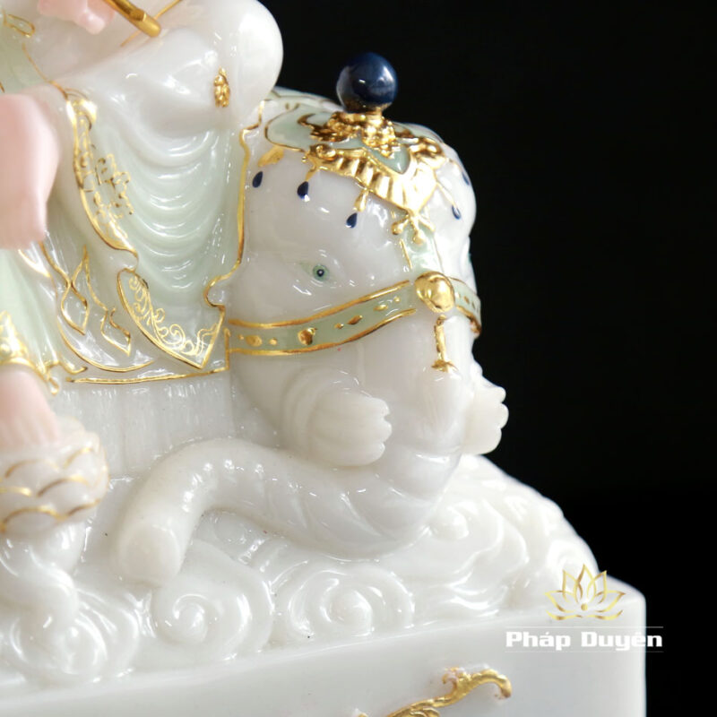 Bộ Tượng Văn Thù Phổ Hiền Bột Đá Cẩm Thạch Màu Thiên Thanh, Cao 30cm - Ảnh 6