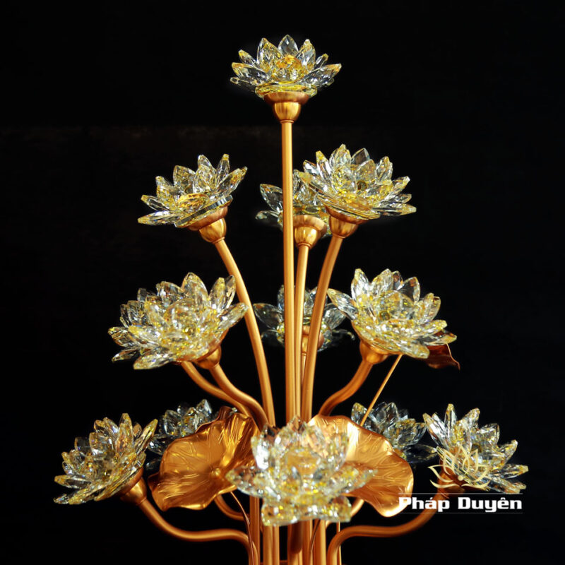Đôi Đèn Bình Hoa Sen Pha Lê, 13 Bông, Cao 70cm - Ảnh 6