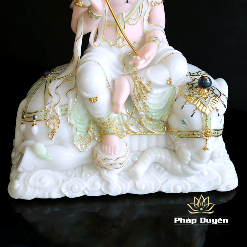 Bộ Tượng Văn Thù Phổ Hiền Bột Đá Cẩm Thạch Màu Thiên Thanh, Nhiều Kích Thước - Ảnh 6