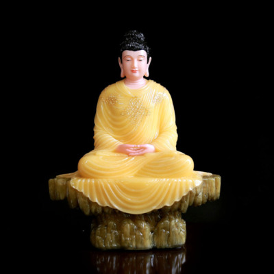 Tượng Phật Thích Ca Thành Đạo Ngồi Bột Đá Thạch Anh Viền Vàng, Nhiều Kích Thước