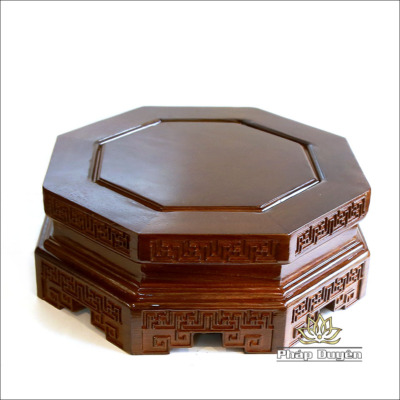 Alternative view of Đế Gỗ Bát Giác Bằng Gỗ Hương Màu Nâu, Kích Thước 30x12cm, 35x12cm