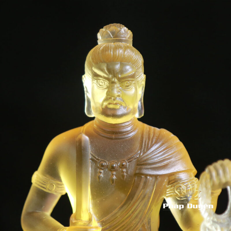 Ngài Bất Động Minh Vương Bằng Lưu Ly Mầu Vàng, Cao 15cm - Ảnh 2