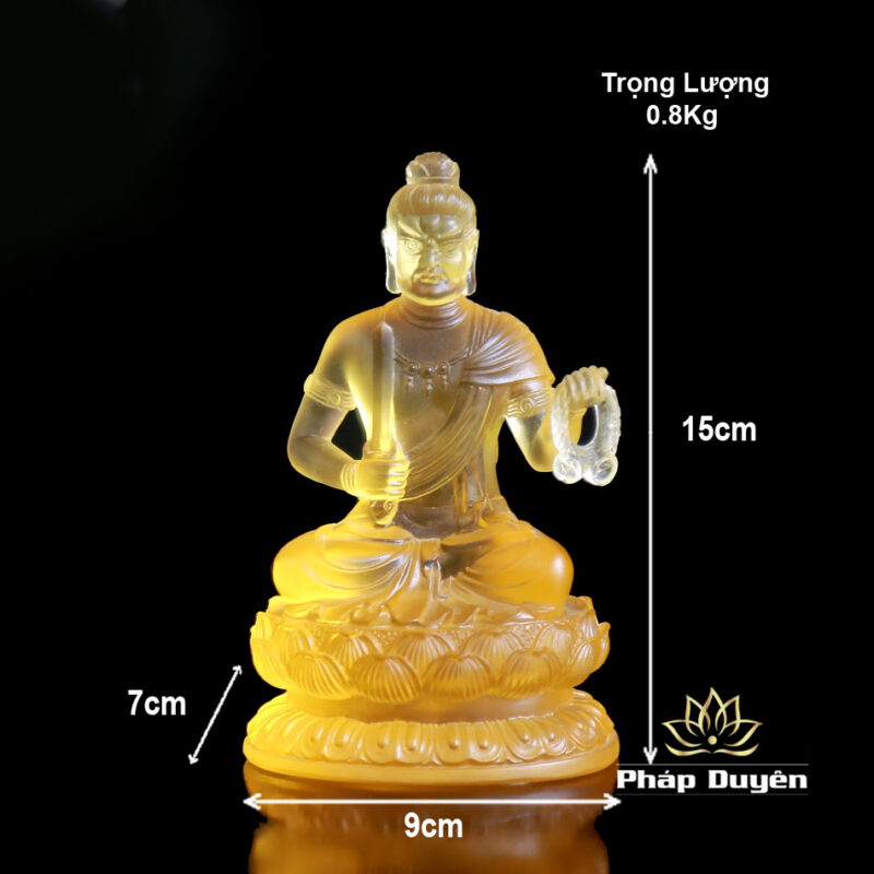 Ngài Bất Động Minh Vương Bằng Lưu Ly Mầu Vàng, Cao 15cm - Ảnh 6