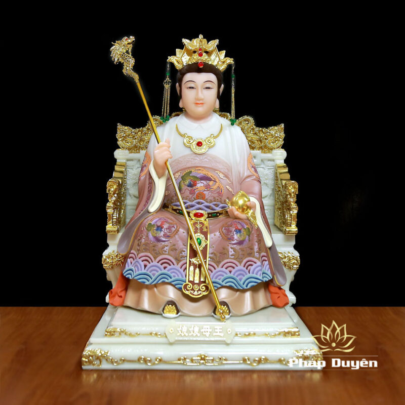 Tượng Ngọc Hoàng Vương Mẫu Ngồi Ngai Rồng Sơn Cổ, Cao 66cm - Ảnh 7
