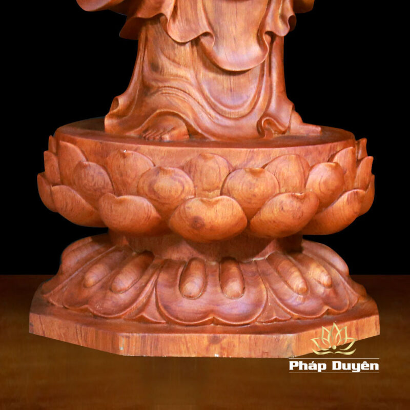 Bộ Tượng Tây Phương Tam Thánh Đứng Đài Sen Bằng Gỗ Hương, Cao 96cm - Ảnh 16
