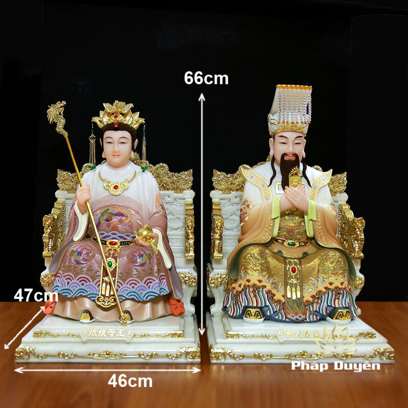Tượng Ngọc Hoàng Vương Mẫu Ngồi Ngai Rồng Sơn Cổ, Cao 66cm - Ảnh 12