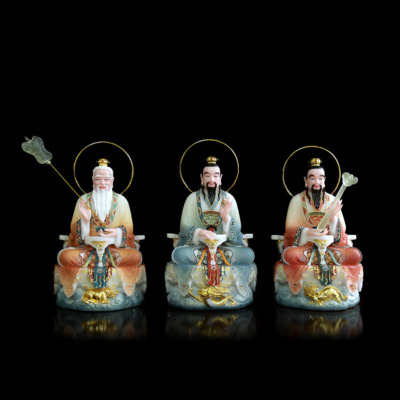 Bộ Tượng Tam Thanh Bằng Bột Đá Sơn Phú Quý, Cao 40cm