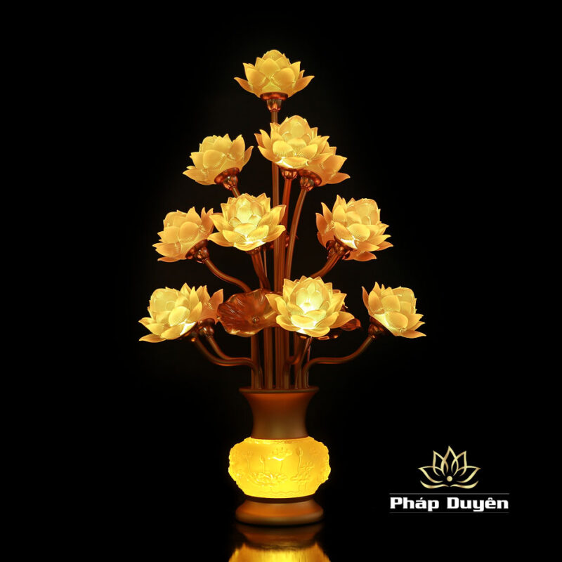 Đôi Đèn Bình Hoa Thịnh Thế Hoa Khai, 13 Bông To, Cao 70cm - Ảnh 3
