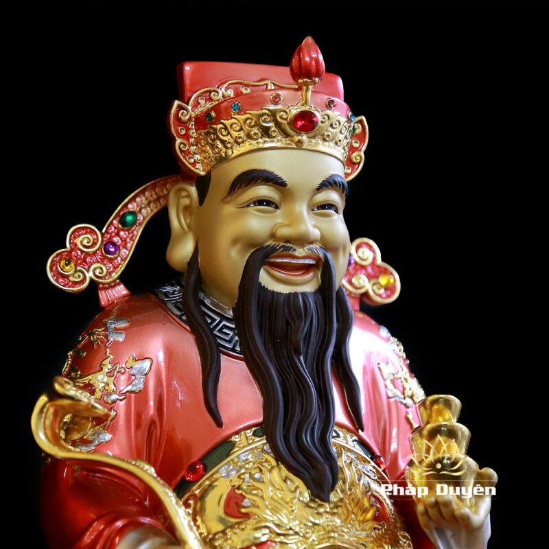 Tượng Thần Tài Như Ý “Chiêu Tài Tiến Bảo”, Bằng Đồng Sơn Đỏ, Cao 40cm - Ảnh 3