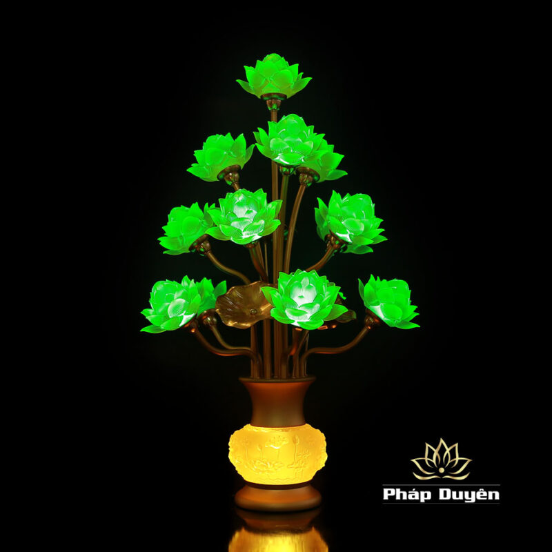 Đôi Đèn Bình Hoa Thịnh Thế Hoa Khai, 13 Bông To, Cao 70cm - Ảnh 4