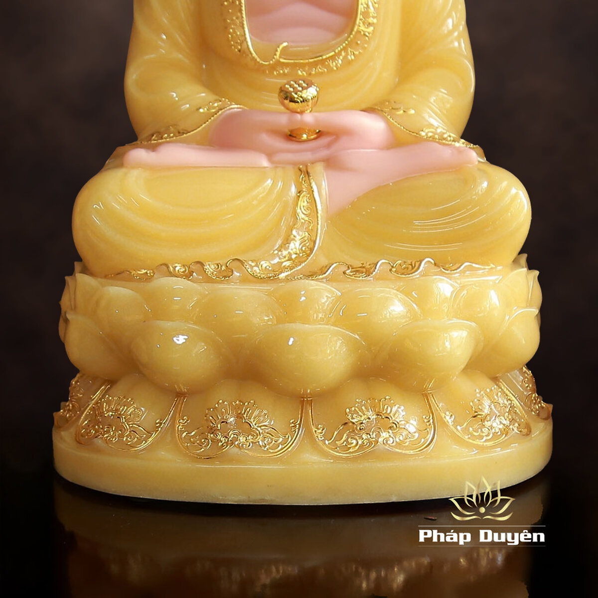 Tượng A Di Đà Ngồi, Bằng Bột Đá Thạch Anh Viền Vàng, Nhiều Kích Thước - ảnh 9