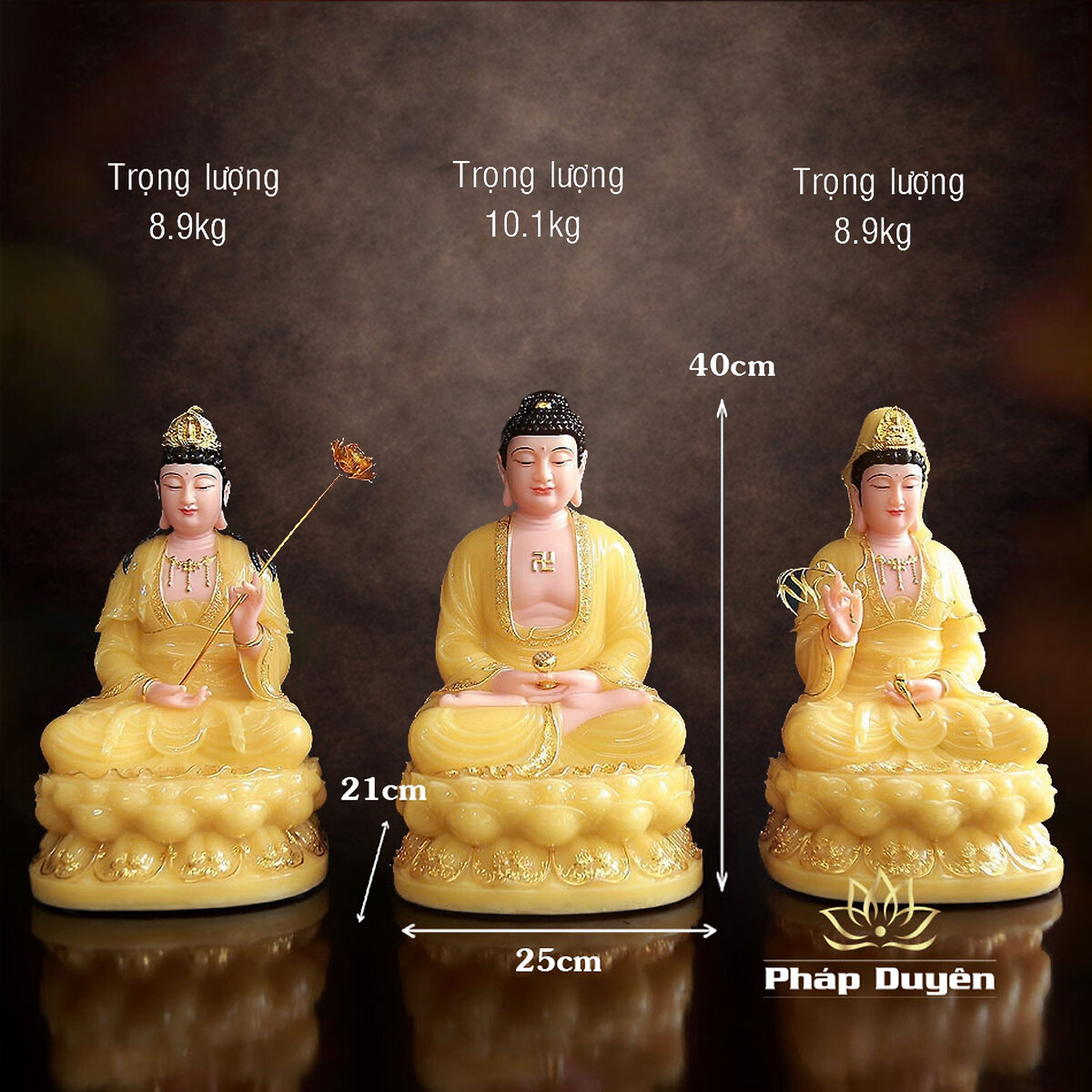 Tượng A Di Đà Ngồi, Bằng Bột Đá Thạch Anh Viền Vàng, Nhiều Kích Thước - ảnh 10