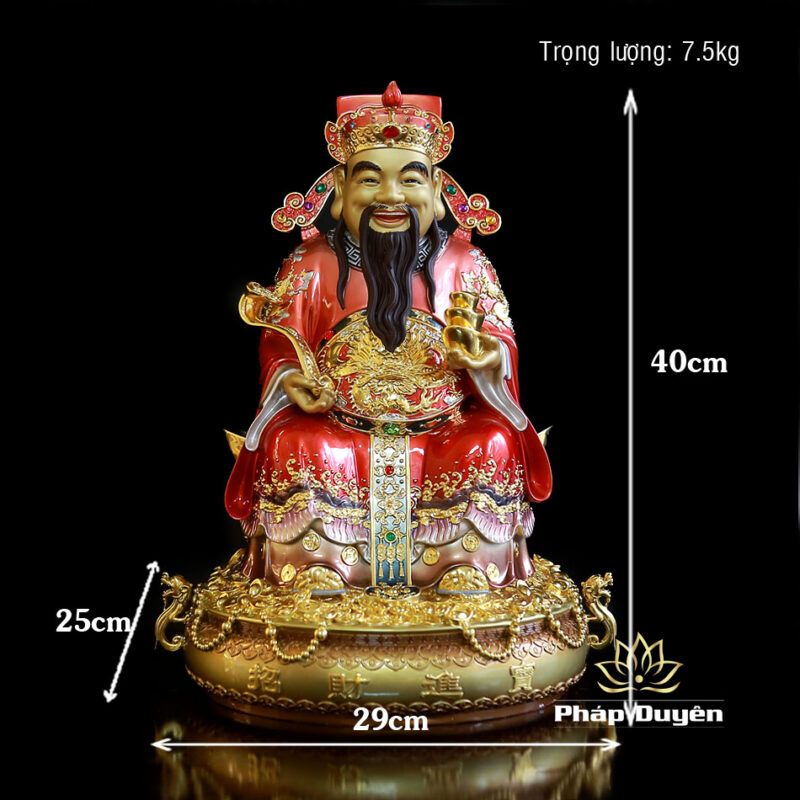 Tượng Thần Tài Như Ý “Chiêu Tài Tiến Bảo”, Bằng Đồng Sơn Đỏ, Cao 40cm - Ảnh 11