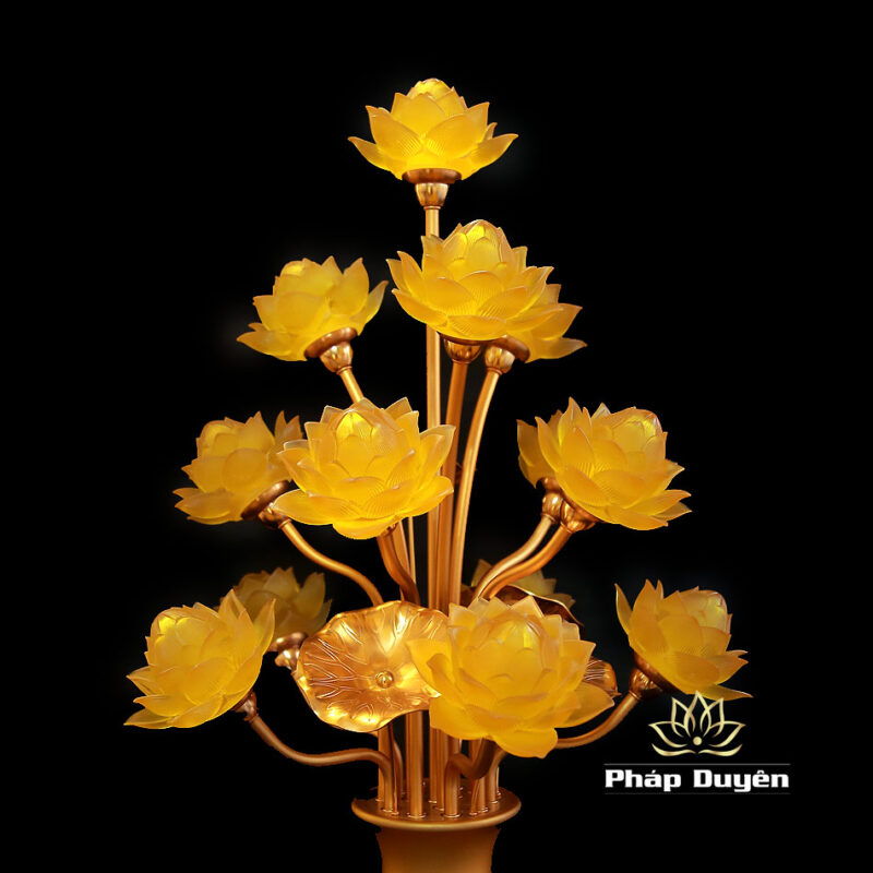 Đôi Đèn Bình Hoa Thịnh Thế Hoa Khai, 13 Bông To, Cao 70cm - Ảnh 10