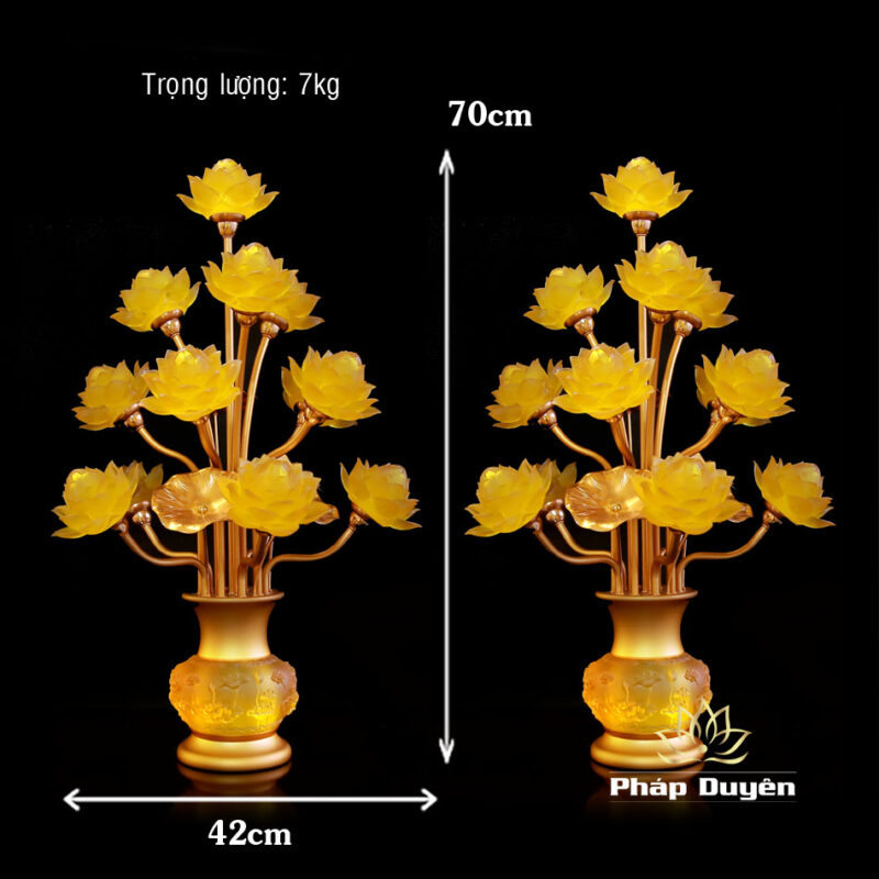 Đôi Đèn Bình Hoa Thịnh Thế Hoa Khai, 13 Bông To, Cao 70cm - Ảnh 12