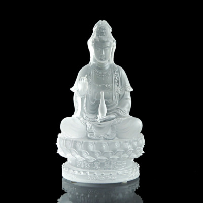 Tượng Quan Âm Lưu Ly Màu Trắng, Cao 22cm