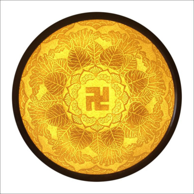 Tranh Điện Hoa Sen Chữ Vạn Hình Tròn Bằng Giấy Dừa Cao Cấp, Nhiều Kích Thước