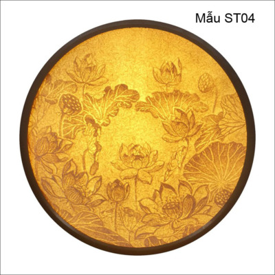 Tranh Điện Hoa Sen Hình Tròn Bằng Giấy Dừa Cao Cấp, Nhiều Kích Thước