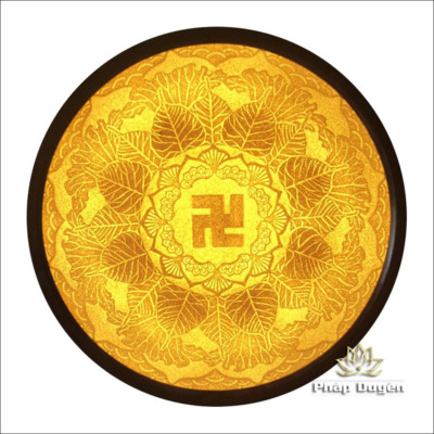 Alternative view of Tranh Điện Hoa Sen Chữ Vạn Hình Tròn Bằng Giấy Dừa Cao Cấp, Nhiều Kích Thước