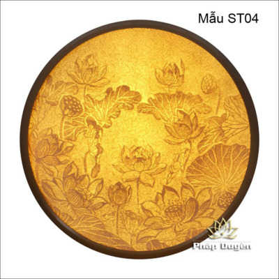 Alternative view of Tranh Điện Hoa Sen Hình Tròn Bằng Giấy Dừa Cao Cấp, Nhiều Kích Thước