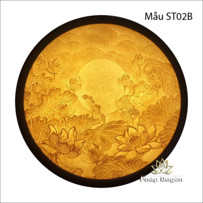 Alternative view of Tranh Điện Hoa Sen Hình Tròn Bằng Giấy Dừa Cao Cấp, Nhiều Kích Thước