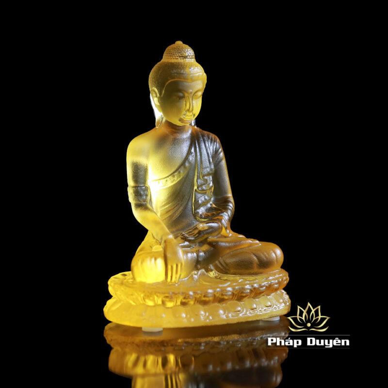 Tượng Đức Thích Ca Mâu Ni Bằng Lưu Ly, Mầu Vàng, Mầu Trắng, Để Xe Hơi, Để Bàn Làm Việc, Cao 12cm - Ảnh 3