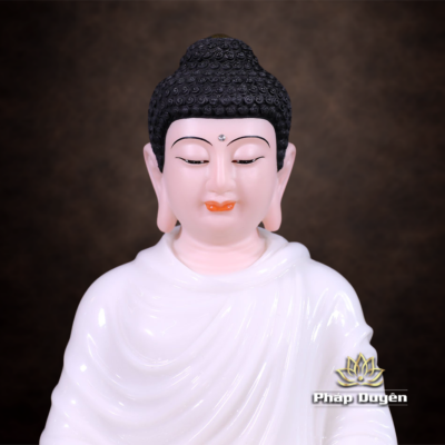 Alternative view of Tượng Bổn Sư Thích Ca Ngồi Tĩnh Tâm, Bằng Bột Đá Trắng, Cao 30cm