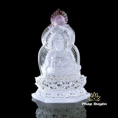 Alternative view of Tượng Ba Mặt Đức Thích Ca Mâu Ni - Quan Âm - Địa Tạng Bằng Lưu Ly, Để Xe Hơi, Để Bàn Làm Việc, Cao 12.5cm