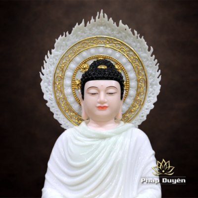 Alternative view of Tượng Phật Thích Ca Tĩnh Tâm Ngồi Đài Sen Màu Thiên Thanh Bằng Bột Đá Cẩm Thạch, Cao 40-66cm