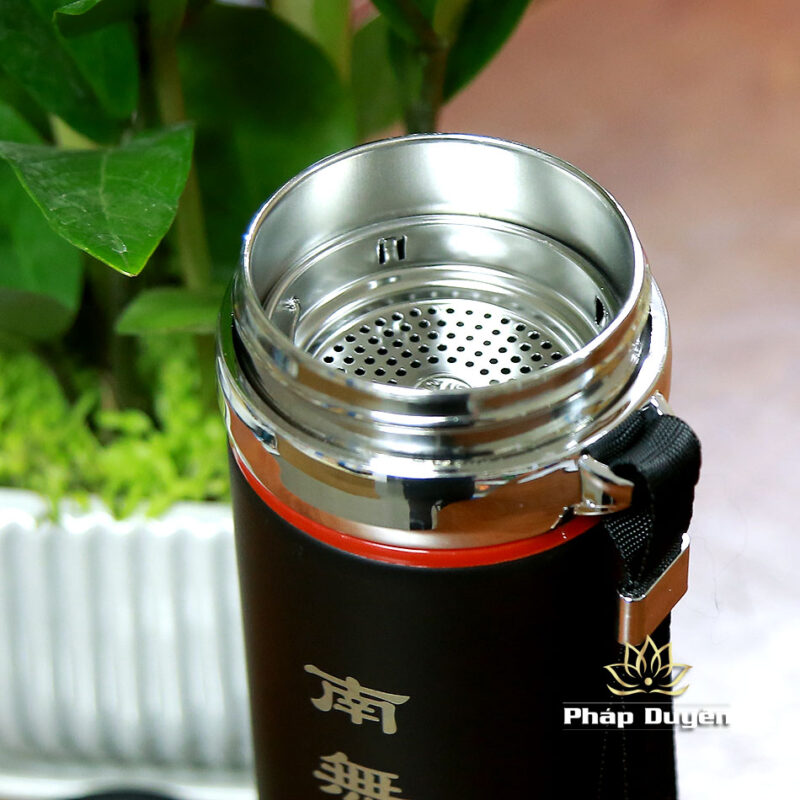 Bình Nước Giữ Nhiệt Chân Không Chất Liệu Inox 304 Màu Đen In Chú Đại Bi, 550ml - Ảnh 3