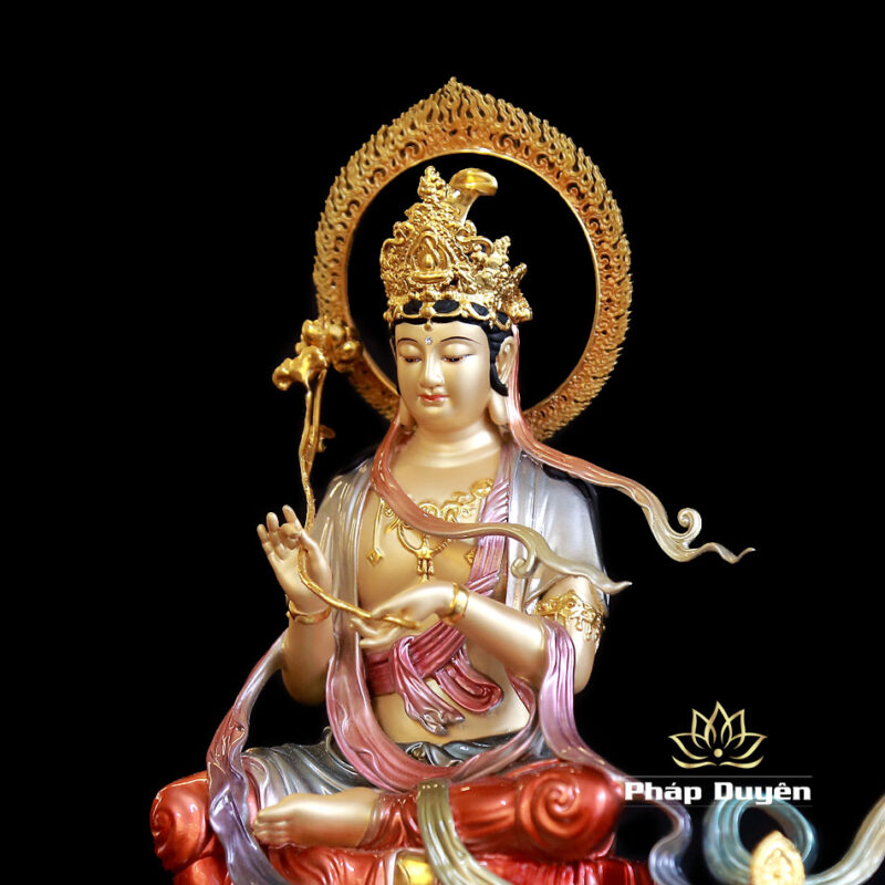 Tượng Văn Thù Phổ Hiền Ngồi Linh Thú Bằng Đồng Sơn Men Cổ, Nhiều Kích Thước - Ảnh 4